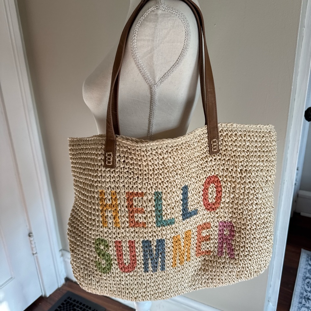 Hello Summer Woven Tote Bag - Multicolor